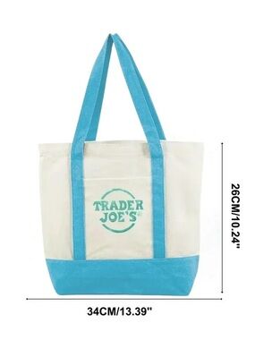 Trader Joe's Mini Pastel Blue Canvas Tote Bag